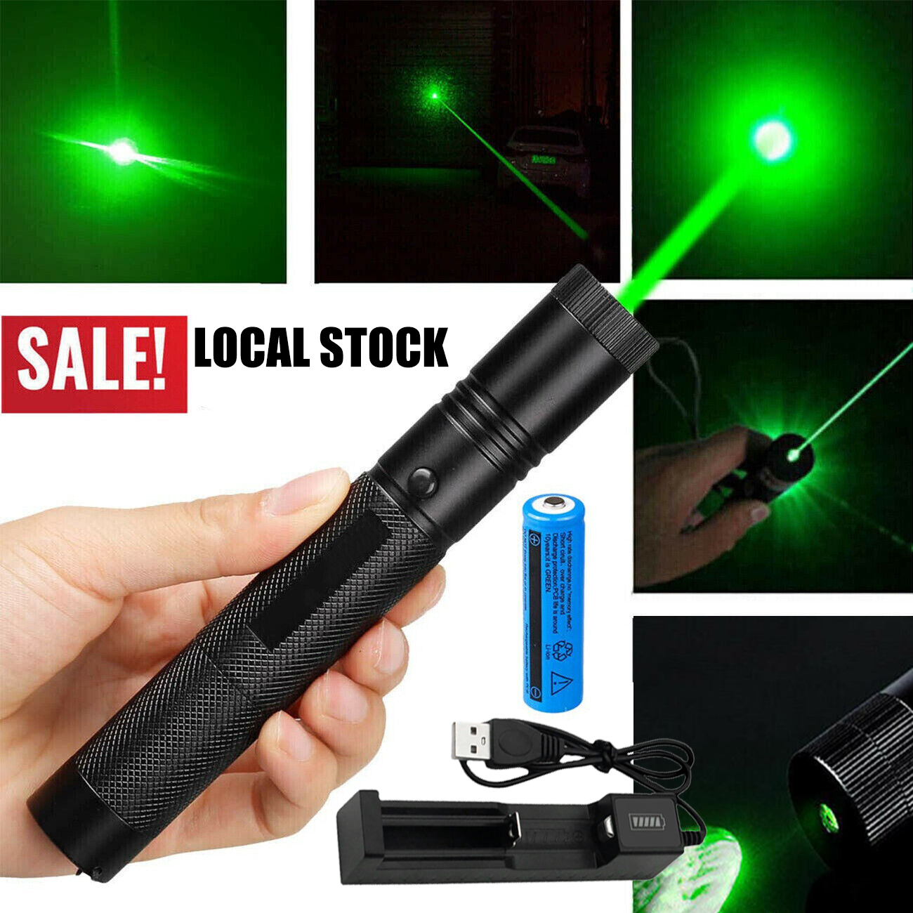 Main product image of Green Laser Pointer Pen Light 9900Mile Strong  Visible Beam Lazer Torch 532nm USB Rechargeable Flashlight