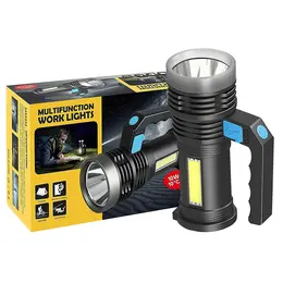 LED Flashlight USB Rechargeable Torch COB Work Light Camping Light High Lumens Emergency Lamp 3 Modes Waterproof