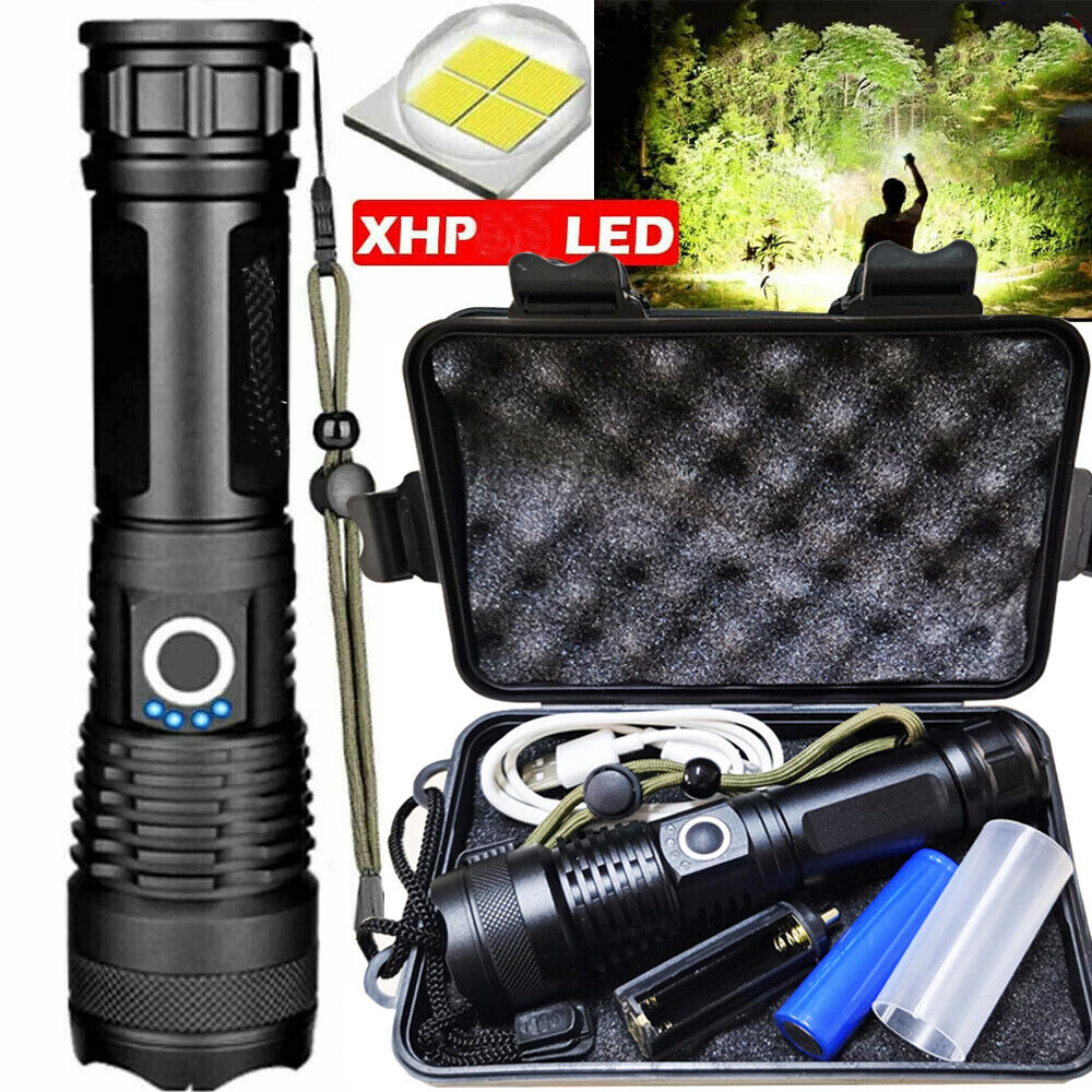 LED Flashlight Zoom USB Rechargeable Super Bright Torch Camping Lamp Work Light