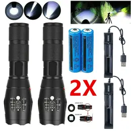 Strong Flashlight Zoom Torch USB Rechargeable Super Bright Camping Lamp Work Light