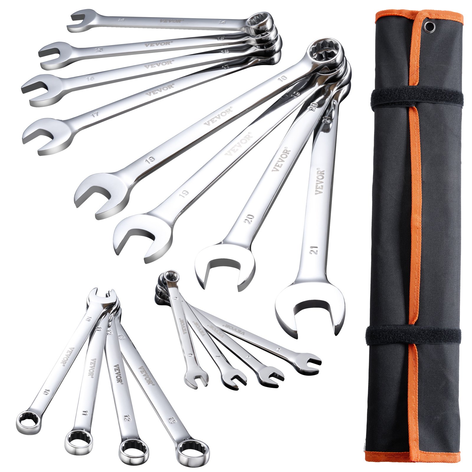 Main product image of Combination Wrench Set, 25-Piece Open End Wrench Set With Roll-up Pouch, Carbon Steel Wrench Set  Metric 6 Mm To 32 Mm, Ideal For General Household, Garage, Workshop, Auto Repairs, Emergency