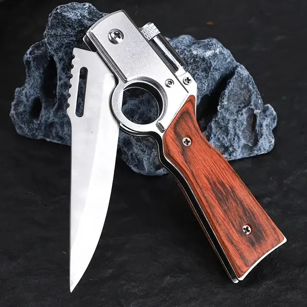 Versatile Tactical Knife With Stainless Steel Blade - Ergonomic Handle, Quick-Deploy Thumb Holes For Ambidextrous Use, Pocket Clip Included - Perfect Outdoor Survival Gift For Men