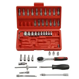 46PCS 1&4  Socket Wrench Screwdriver Bits Ratchet Driver Kit Repairing Tool Set