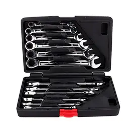 12pcs Fixed Spanners Ratchet Wrench Kit, High-Torque Hand Tool Set For Garage, Workshop & Household Repairs