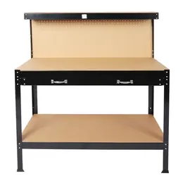 63 inch Steel Workbench with Tool Storage, Drawer, and Pegboard