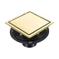 Product image of 6 Inch Square Shower Drain, 2-in-1 Flat/Tile Insert Cover, 304 SS, Brushed Gold