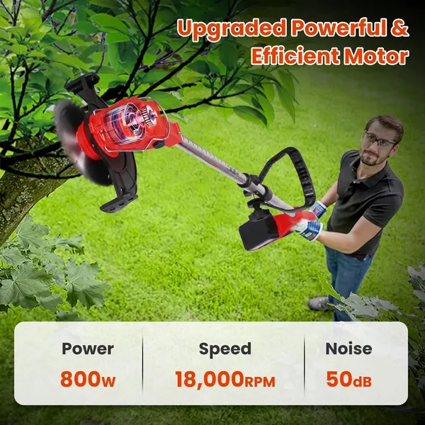 Main product image of Cordless Grass Trimmer, Adjustable Head, Extendable, 2x 2500mAh Batteries