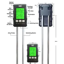 6-in-1 Soil Tester, Soil Fertility, PH-Temperature, Air Humidity, Sunlight, Air Humidity Detector, Gardening, Soil Analyzer, Soil Tester, New
