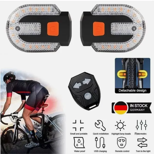 USB Rechargeable Bicycle Tail Light, LED Turn Signal Rear Light With Remote Control, 5 Modes, IPX5 Waterproof