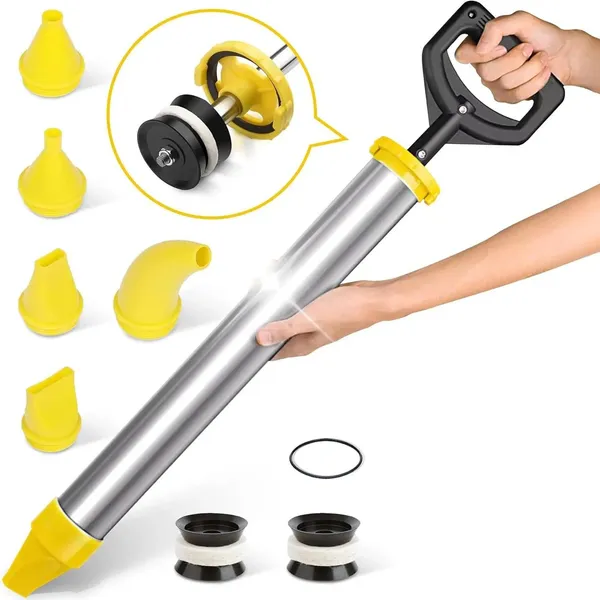 Main product image of Heavy-Duty Stainless Steel Cement Caulking Gun With Pump System & 5 Nozzles - Heavy-Duty Mortar Sprayer Applicator For Grouting, /Stone/Concrete Repair, DIY & (Compatible With Cement, Plaster, Epoxy)