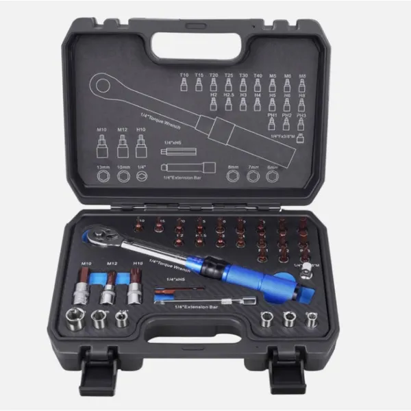 Main product image of 1/4 Inch Industrial-grade Torque Wrenchdjustable Torque Accuracy Kilograms Auto Mechanic Tooltorque Torque Wrench 5-25Nm Bicycle Repair Tool Kit (32-Piece)