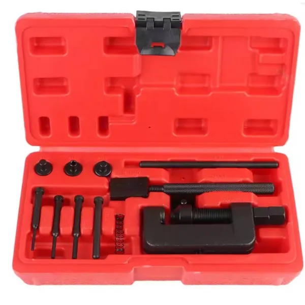 13-Piece Motorcycle Bike ATV Chain Breaker & Riveting Tool Kit CR-V Steel Storage Case Fits #35 - #630 Chains