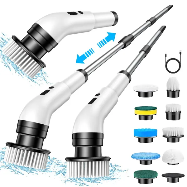 9 REPLACEABLE BRUSH HEADS FOR VERSATILE CLEANING
