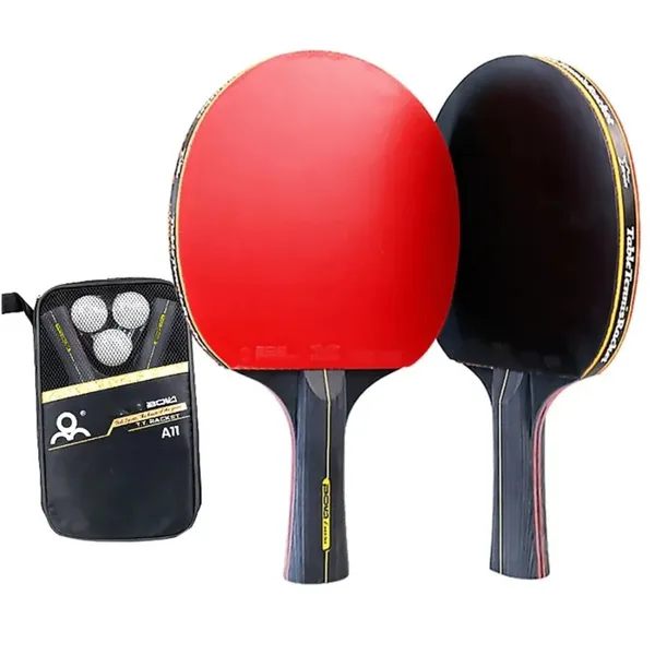 6-Star 7-Ply Genuine Professional Table Tennis Racket, Double Racket, Straight And Penhold Handles, Authentic Carbon Fiber Competition Table Tennis Racket, High Elasticity Set