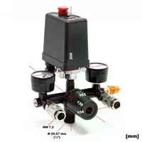 Product image of Pressure Regulator With Pressure Switch For Compressor, 2 Gauges, Safety Valve, Germany