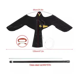 Flying Hawk Kite Garden Bird Repeller Scarer Extendable With 4m Telescopic Poles