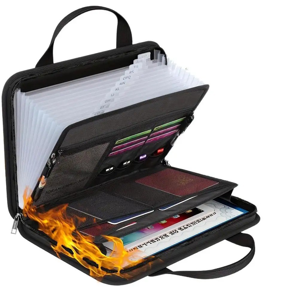 Support Pan European：Fireproof Document Bag Fireproof Briefcase Waterproof Money Safe