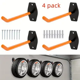 4x Car Tire Wall Mount Brackets, Tire Rim Hooks, Tree Shelf Holders
