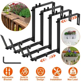 Adjustable Heavy-Duty Iron Planter Bracket - 6.1-11.6' Extendable Tray & 2.36-6.9' Two-Level Adjustable Hook