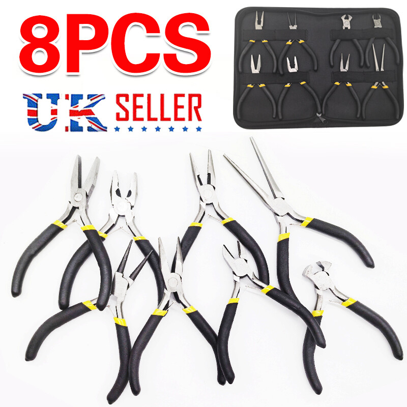 8pcs Assorted Mini Pliers Set Jeweller Craft Hobby Precision Soft Sprung Grip