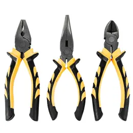 Set Of 3 Heavy-duty Combination Pliers With Soft-grip Handles, Shearing Tools, Steel Pliers