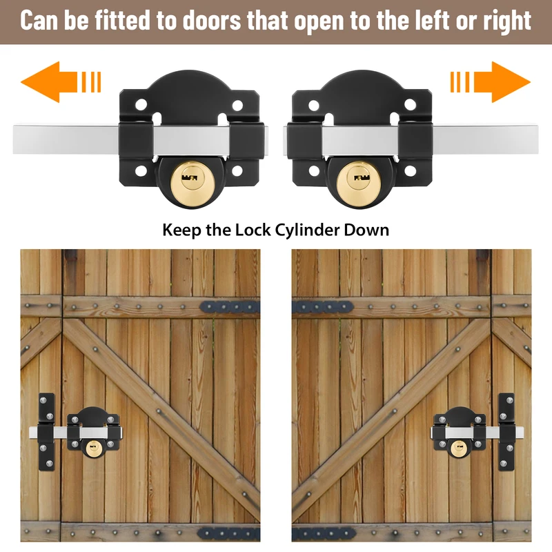 Both Side 50mm Long Throw Gate Lock,Heavy Duty Stainless Steel Gate Lock Door With 5 Keys For Wooden Garden Gates, Sheds Doors