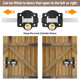 Both Side 50mm Long Throw Gate Lock,Heavy Duty Stainless Steel Gate Lock Door With 5 Keys For Wooden Garden Gates, Sheds Doors