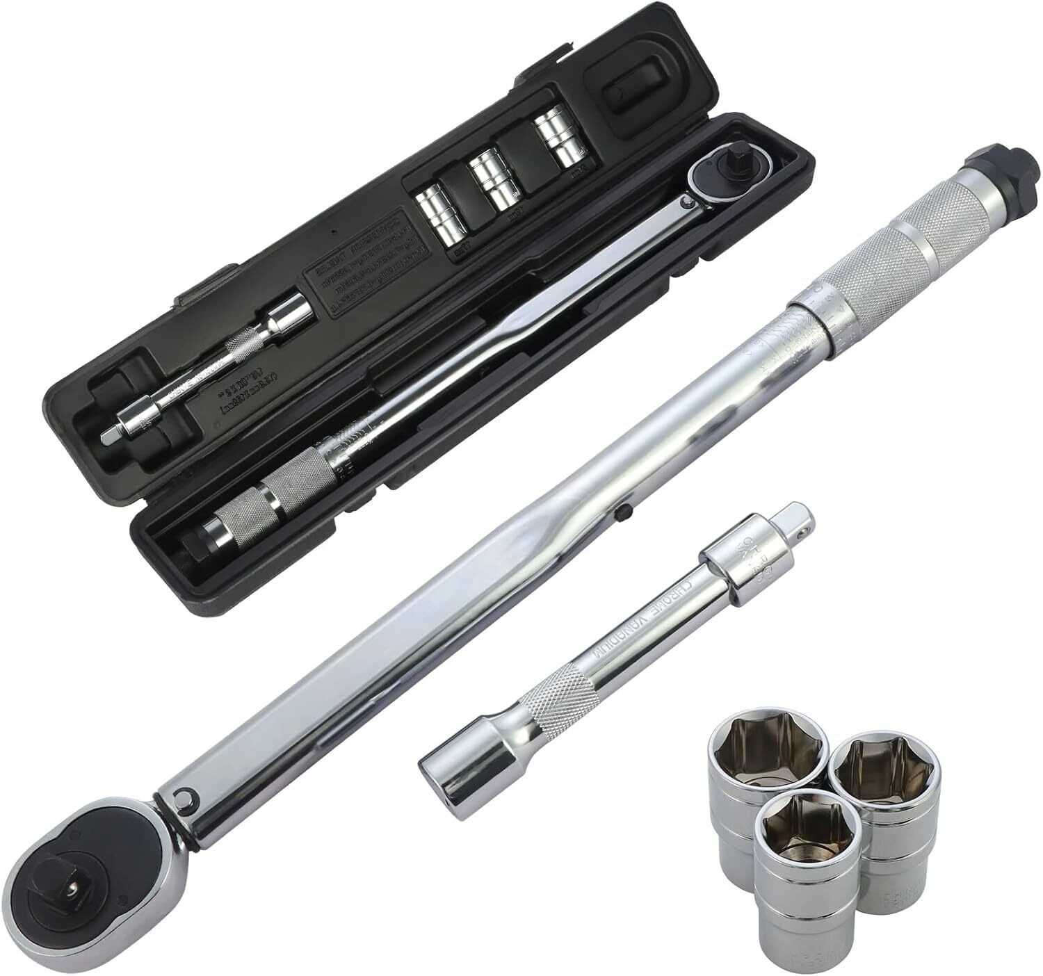 1 2 Inch Ratcheting Torque Wrench 28-210Nm With 17 19 21mm Drive Socket
