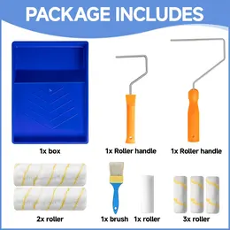 9 Paint Roller Set With Tray Soft Sleeves Brush Decorating Painting Tool Kit UK