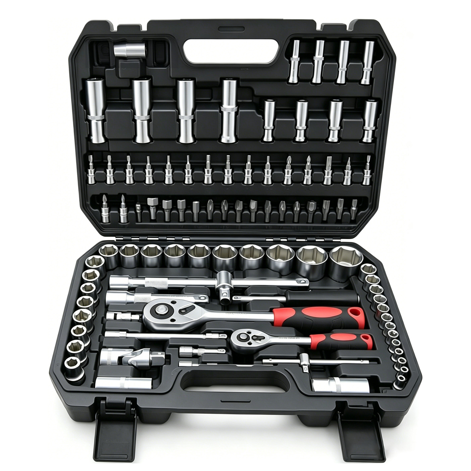94 Piece 1 2  & 1 4 Drive Socket Set Screwdriver Ratchet Bits Wrench Tool Kit