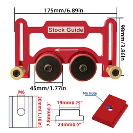 Woodworking Table Saw Featherboard Double Wheel Bearing Roller Spring Hold Down Clamp Pressure Device Red
