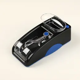 Electric Metal 8.0mm Automatic Cigarette Rolling Machine, Mini Household Tobacco Injector, Black & Blue, EU Plug 8.0mm