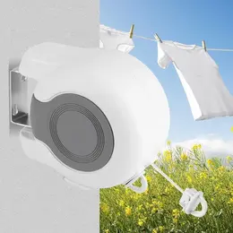 13m Wall Mounted Retractable Double Clothesline, Indoor Outdoor Retracting Laundry Drying Rack