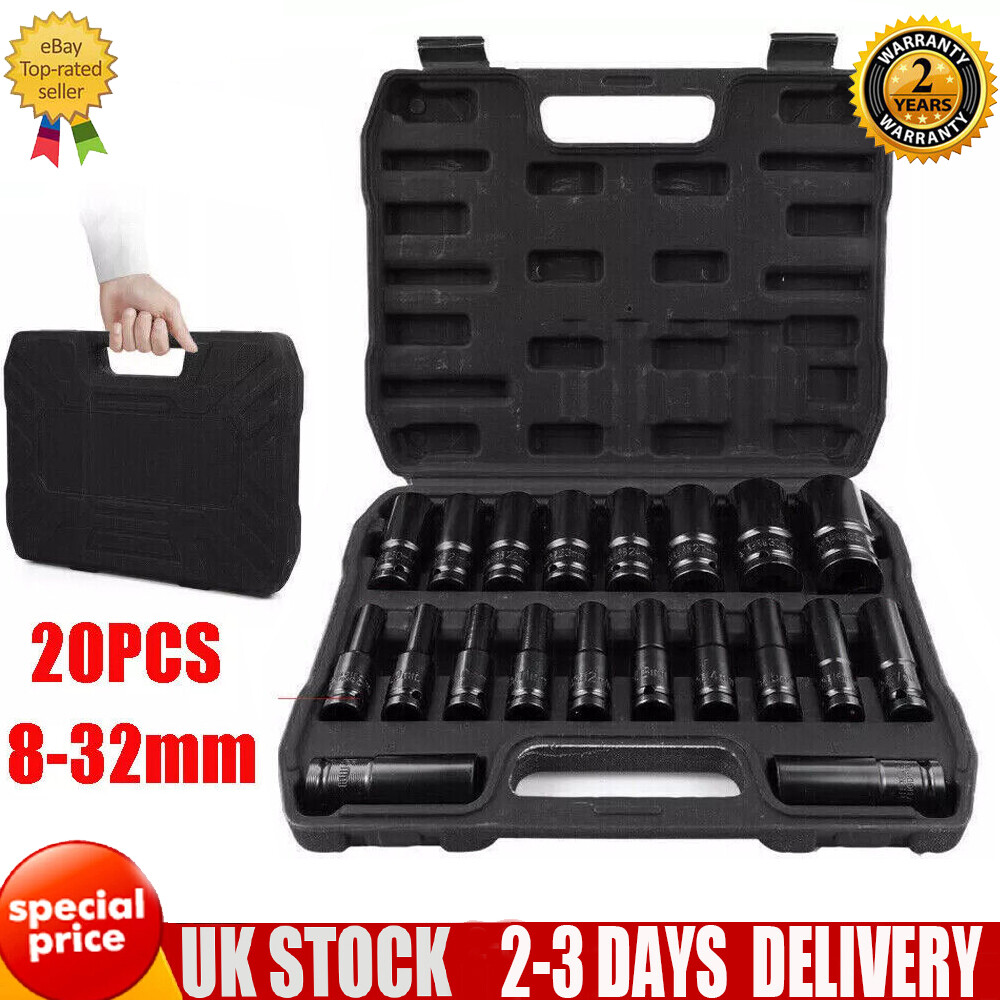 Main product image of 20-Piece Deep Impact Socket Set, 1/2 in. Drive, 6-Point, Metric 8-32mm
