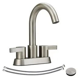 Product image of 4 Inch Centerset Lavatory Faucet, 2-Handle, 3-Hole, Brushed Nickel, Pop-Up Drain