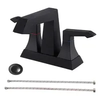Product image of 2-Handle Deck Mounted Bathroom Faucet with Drain & Supply Kits, Matte Black 4001-MB