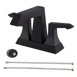 Product image of 2-Handle Deck Mounted Bathroom Faucet with Drain & Supply Kits, Matte Black 4001-MB