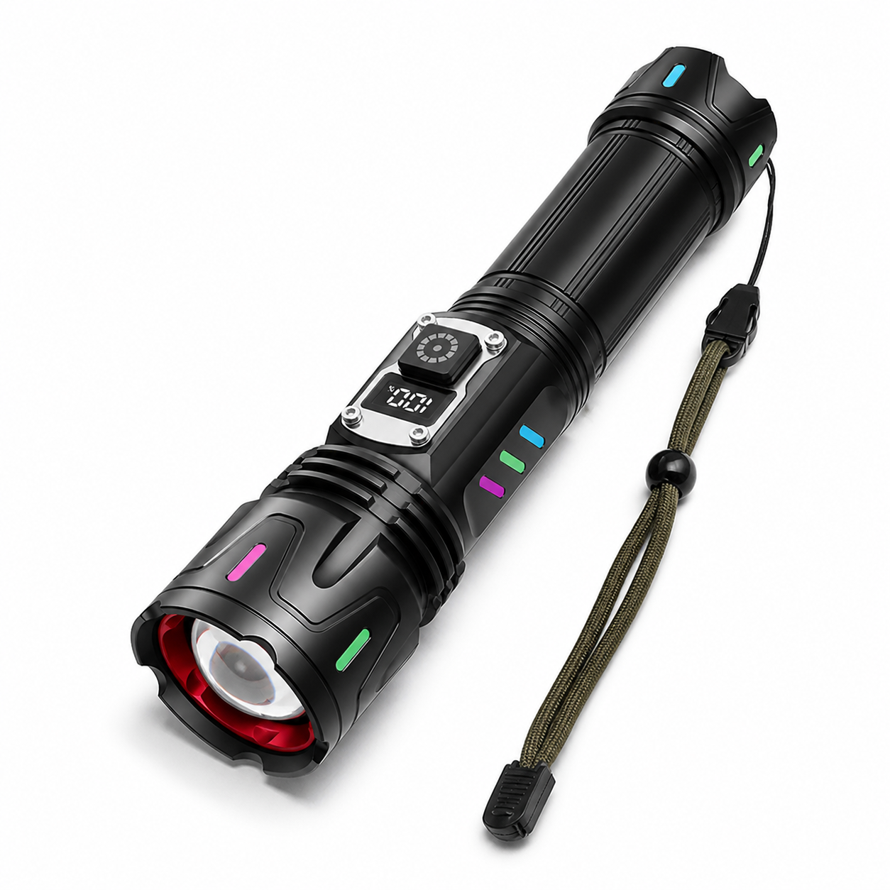 Main product image of Rechargeable White Laser Zoomable Battery Display LED Flashlight 3210 For Camping Outdoor Emergency Portable Torch