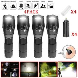 Product image of 4-Pack USB Rechargeable LED Flashlight, 5-Mode, Adjustable Focus