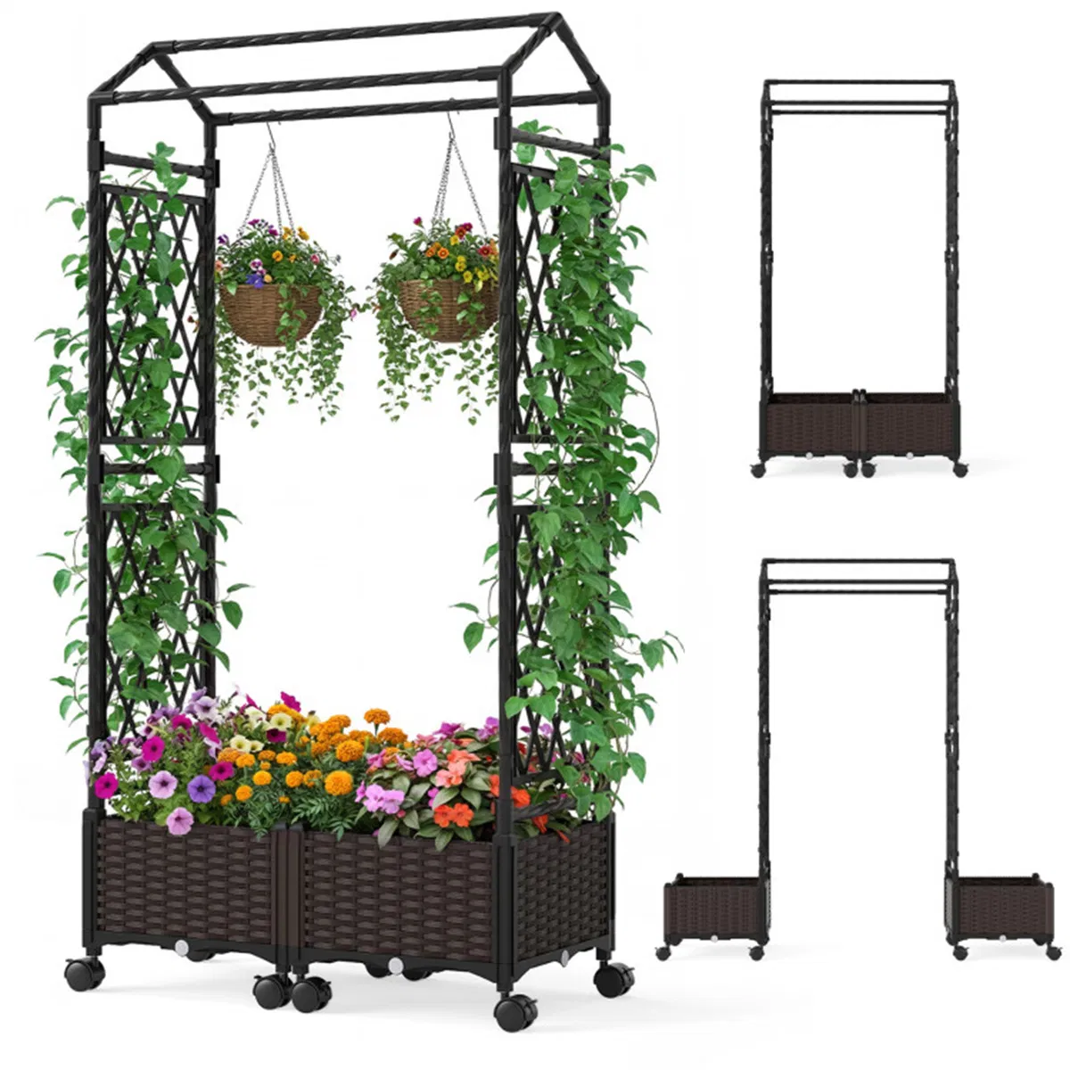 Main product image of 5.5 FT Raised Garden Bed with Trellis, Self-Watering, Lockable Wheels, 2 Configurations