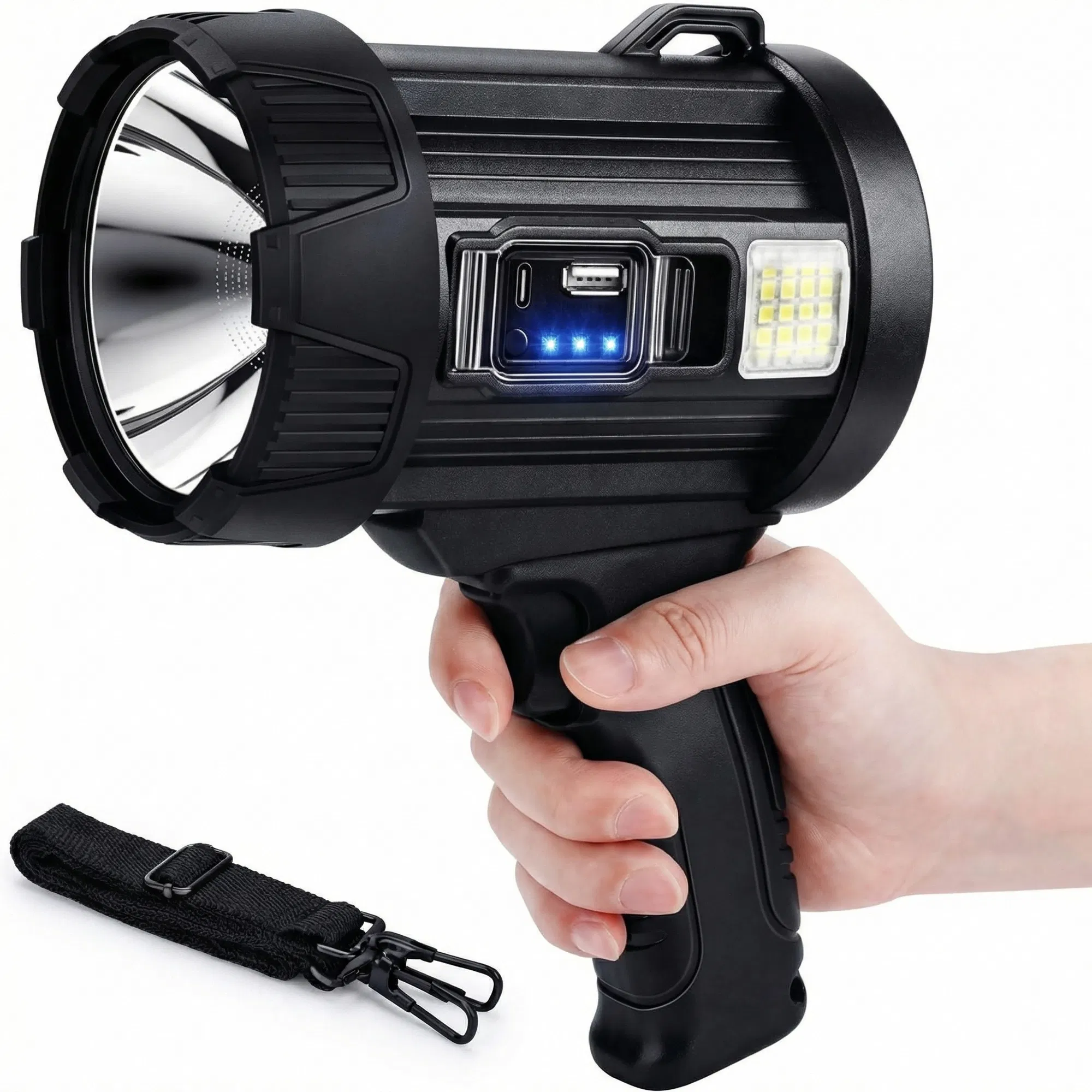 Main product image of Handheld Rechargeable LED Spotlight with Solar Panels