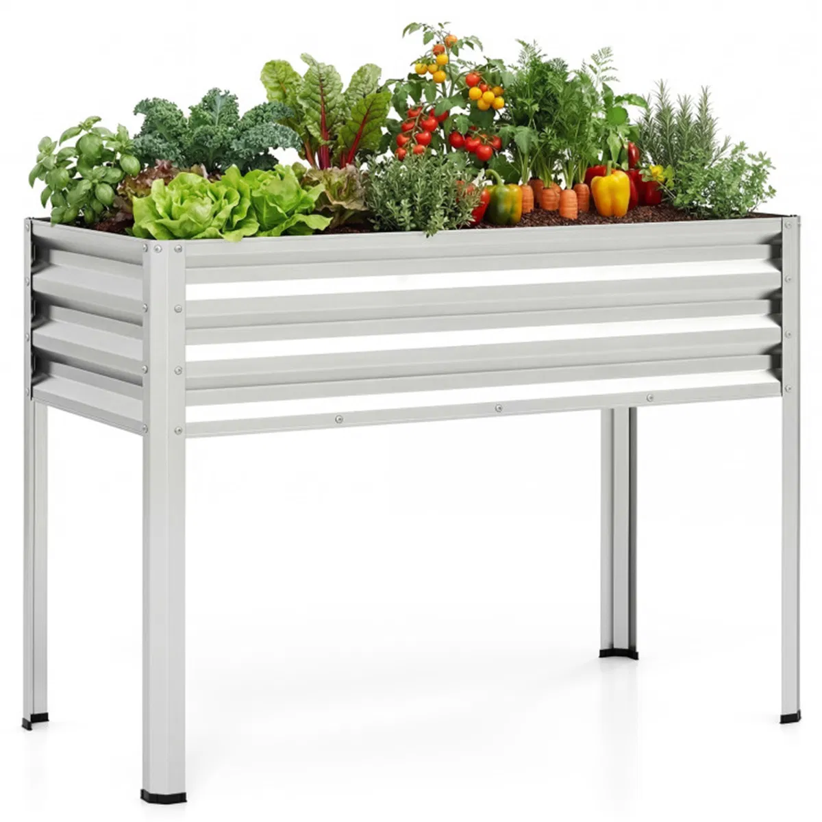 Main product image of 44 inch Silver Metal Raised Garden Bed, 32 inch Height, Drainage Holes
