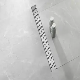 Product image of 30 Inch 304 Stainless Steel Linear Shower Drain, Removable Brick Grate, Strainer