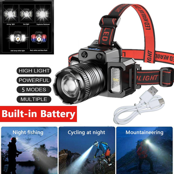 Main product image of 5-Mode LED Headlamp, USB Rechargeable with Motion Sensor