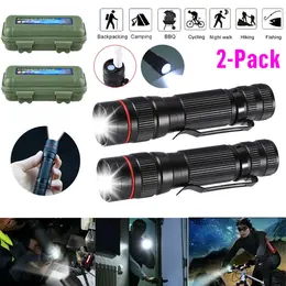 Product image of 2-Pack USB Rechargeable LED Flashlight, Adjustable Focus, 3-Mode, with USB Cable