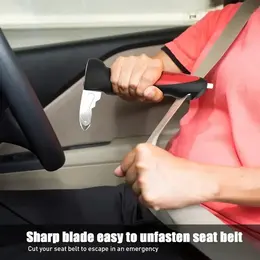 Product image of Portable LED Car Door Assist Handle, Aluminum, Black/Red, Seat Belt Cutter, Window Breaker
