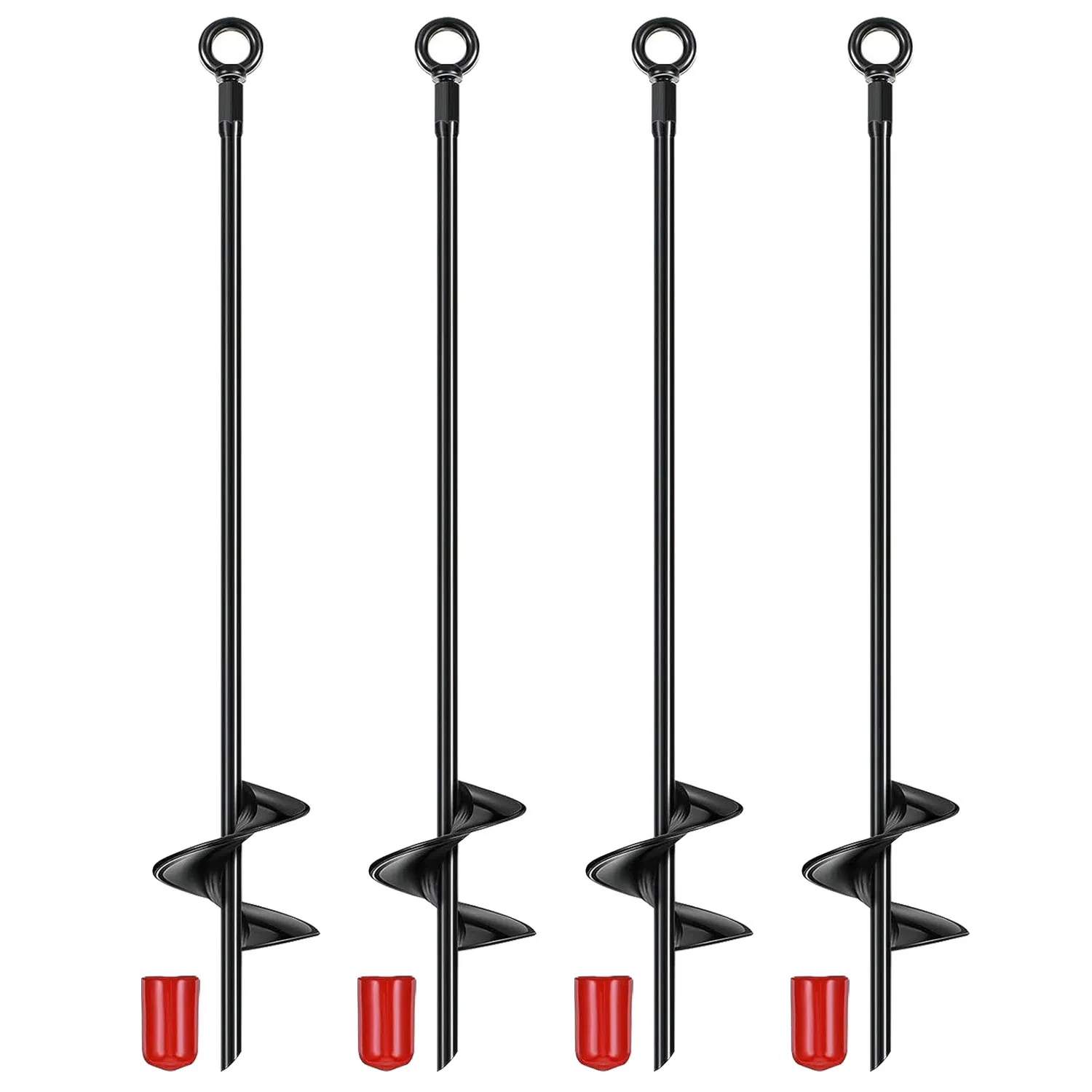 Main product image of 4 Pack Heavy Duty Ground Auger Stakes 2.76in Wide Spiral Drill Bits Soil Hole Digging Drill