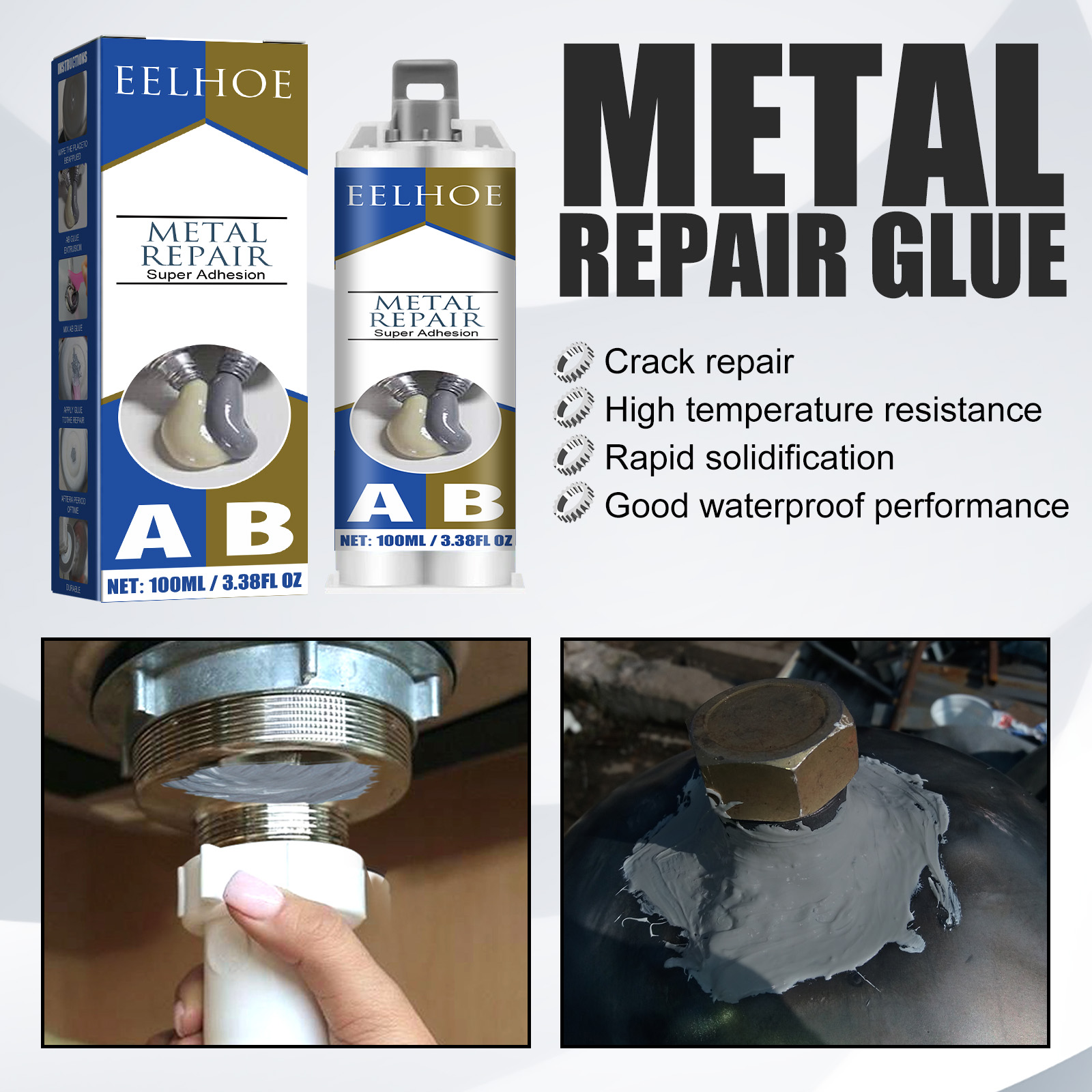 Main product image of EELHOE Quick-Dry High-Temp Metal Repair Agent for Cracks & Leaks
