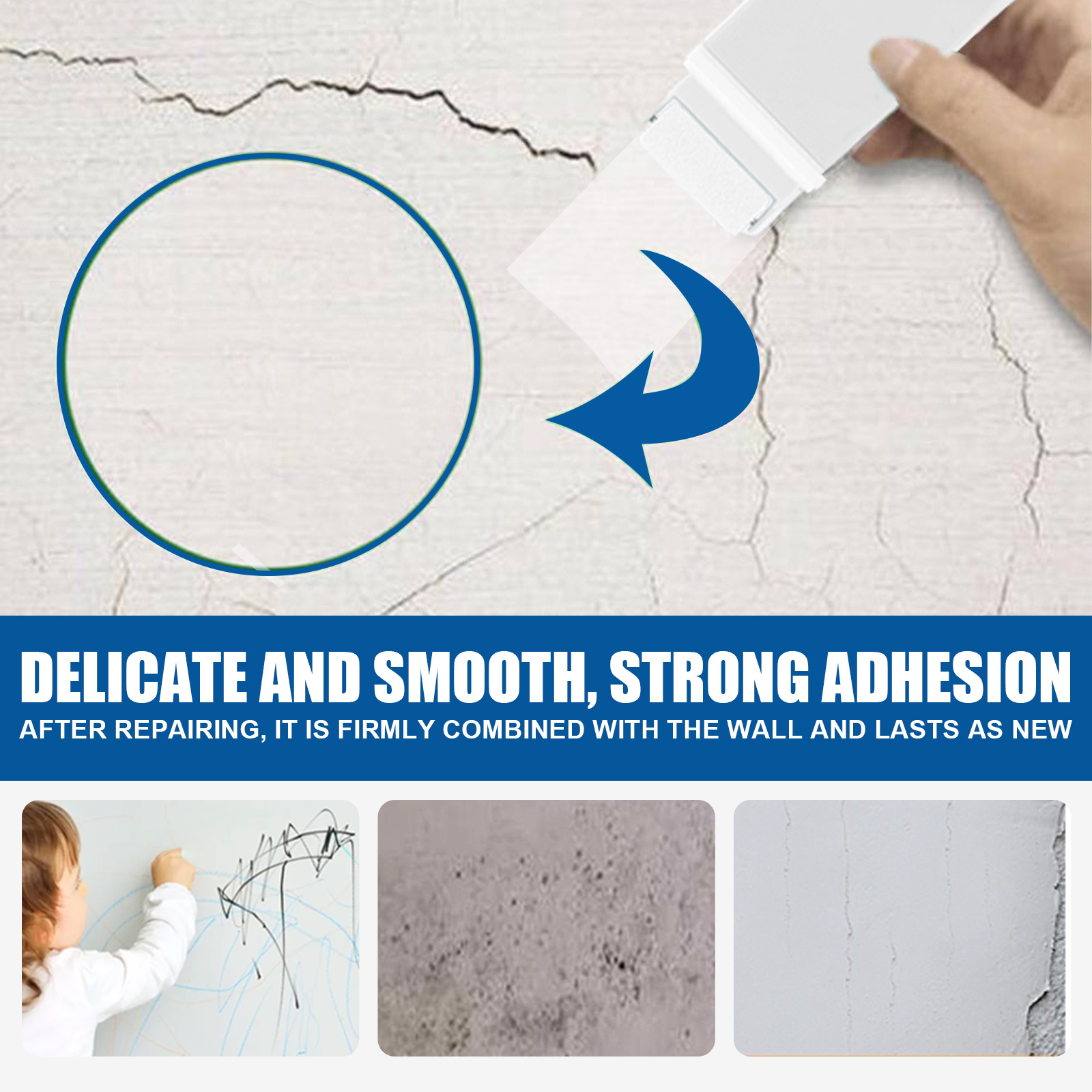 Main product image of Jue-Fish Wall Repair Roller Brush, White Paint for Crack, Moisture, and Graffiti Cover