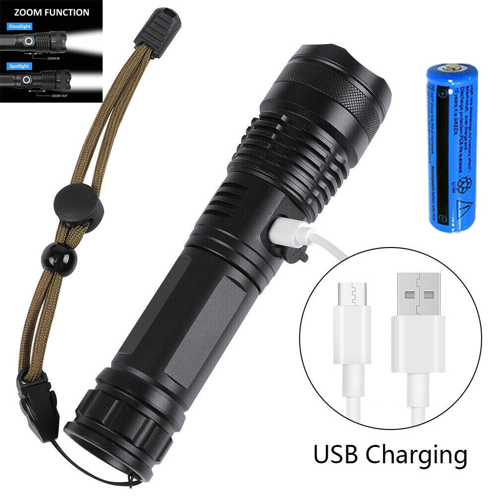 Main product image of XHP70 Rechargeable LED Flashlight, USB Zoomable